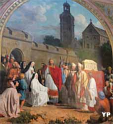 Charlemagne apporte la Sainte Tunique au prieuré d'Argenteuil (Friedrich Bouterwek, XIXe s.)