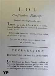 Hôtel de Bourvallais - salle des sceaux - Décret de l'Assemblée nationale contenant la Déclaration des Droits de l'Homme et du Citoyen signé par Louis XVI le 3 septembre 1791