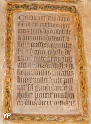 Inscription latine d'une fondation de messe demandée par Isabelle d'Harcourt (1433)