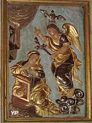 L'Annonciation (bas-reliefs en bois doré polychrome, Tournié XVIIe s.)