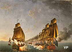 Combat de Gondelour, 20 juin 1783 (huile sur toile, Auguste-Louis Rossel de Cercy, 1791) - Musée national de la Marine