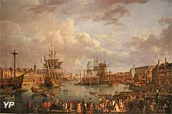 Vue de l'intérieur du port de Brest (huile sur toile, Jean-François Hue, 1793) - Musée national de la Marine