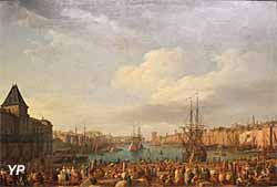 L'intérieur du port de Marseille, vu du Pavillon de l'horloge du Parc (huile sur toile, Joseph Vernet, 1754) - Musée national de la Marine