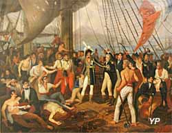 Le roi Murat récompense la Cérès, 1809 (huile sur toile,  Guillaume Descamps, 1809) - Musée national de la Marine