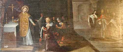 Saint Amâtre refuse de donner la communion à Palladie parce qu'elle est couverte de bijoux (XVIIe s.)
