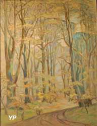 Sous-bois aux arbres élancés (Emmanuel de la Villéon)