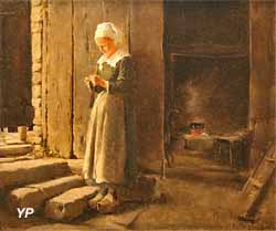 Bretonne tricotant dans un intérieur (Otto Hagborg, 1883)