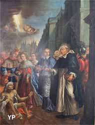 Saint Vincent Ferrier accueilli à Vannes par le Duc et la Duchesse de Bretagne, en présence de l'évêque Amaury de La Motte, et guérissant un paralytique (XVIIe s.)