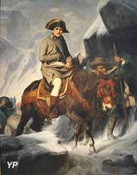 Napoléon Bonaparte franchissant les Alpes au col du Grand Saint-Bernard en 1800 (Paul Delaroche, 1848)