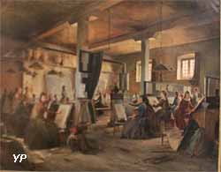 Le cours du matin des jeunes filles à l'Ecole nationale d'arts décoratifs de Limoges (Auguste Aridas, 1889)