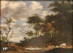 Paysage pastoral avec un berger se reposant à la lisière d'une forêt (Jacob Salomonsz, van Ruysdael)