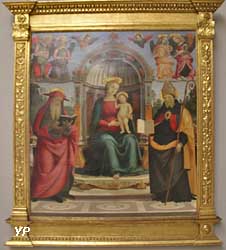 Vierge à l'Enfant sur le trône entre saint Jérôme, saint Augustin, quatre anges et deux chérubins (Pietro di Cristoforo Vannucci, dit le Pérugin)