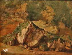 Etude de rochers et d'arbres, Fontainebleau (Théodore Rousseau)