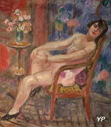 Femme assise avec mimosa (Charles Camoin)