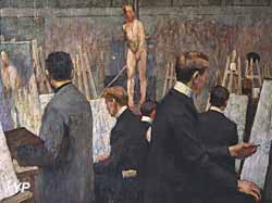 Georges Leroux, Atelier de peinture avec modèle