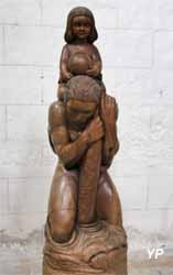 Saint Christophe (cèdre, Raymond Dubois XXe siècle - ex voto offert par un marin rescapé de Dunkerque en juin 1940)