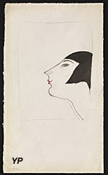 Profil de femme (Dessin au crayon, lavis et encre (1924 - Georges Lepape)
