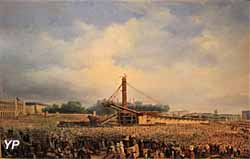 Erection de l'ob&eacute;lisque de Louxor sur la place de la Concorde le 25 octobre 1836 (Huile sur toile, Fran&ccedil;ois Dubois, 1836) - Mus&eacute;e Carnavalet