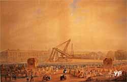 Erection de l'ob&eacute;lisque de Louxor (aquarelle, Cayrac) - Mus&eacute;e national de la Marine