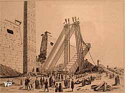 Vue de l'abattage de l'ob&eacute;lisque (pointe s&egrave;che sur papier, L&eacute;on de Joannis) - collection particuli&egrave;re