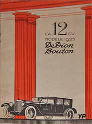 Catalogue De Dion Bouton 12 cv