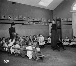 Leçon de boulier au pouponnat du Familistère en 1895