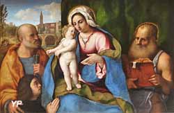 La Vierge, l'Enfant Jésus, saint Pierre, saint Jérôme et un donateur (Jacopo Palma, dit Palma Vecchio)
