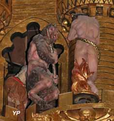 Jugement dernier : un diable emmène un Damné vers l'enfer