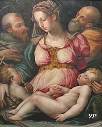 Sainte-Famille avec le petit saint Jean-Baptiste et saint François d'Assise (atelier de Giorgio Vasari)