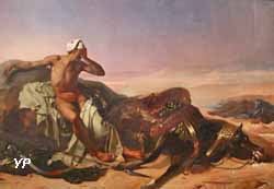Arabe pleurant son coursier mort (Jean-Baptiste Mauzaisse)