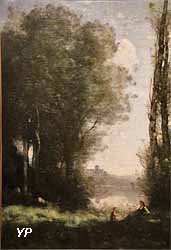 Les Deux soeurs sous les arbres au bord du lac (Jean-Baptiste Camille Corot)