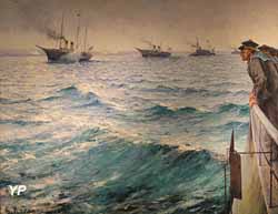 Entrée de l'escadre russe dans le port de Cherbourg le 5 octobre 1896 (Léon-Gustave Ravanne)