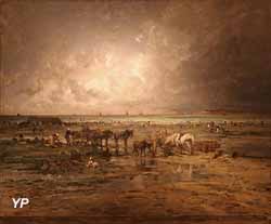 Plage à Villerville pendant la pêche aux moules (Jules Héreau)