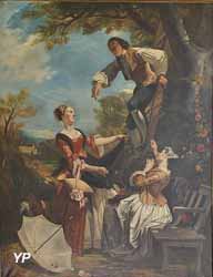 Jean-Jacques Rousseau cueillant des cerises et les jetant à Mlles Graffenried et Galley (Camille Roqueplan)