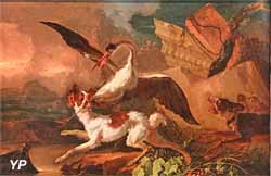 Un héron poursuivi par des chiens (Abraham Hondius, 1661)