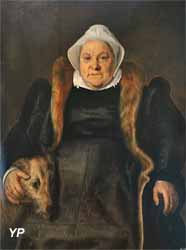 Portrait de dame âgée ou La femme du fauconnier (Floris de Vriendt dit Frans Floris, 1558)