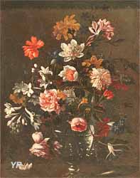 Vase de cristal avec des fleurs (Antonio Mezzadri)