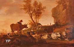 Paysage avec paysans et animaux (attribué à Claes Cornelisz Moeyaert)