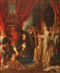 Anne Boleyn jouant de la harpe devant Henri VIII (Eugène Deveria)