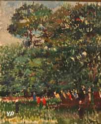 Personnages sous les arbres, côte de Grâce (Paul-Élie Gernez)