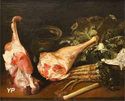 Table de cuisine ou Nature morte au gigot (attribué à Michel-Honoré Bounieu)