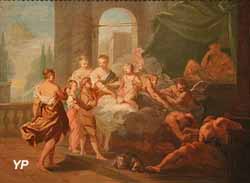 Le songe de Lamon : les Nymphes titulaires du pays présentent Daphnis et Chloé à l'Amour (Étienne Jeaurat, 1737)