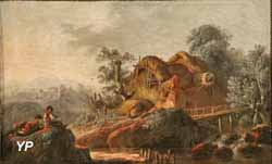 Chaumière près d'une rivière (Jean Pillement)