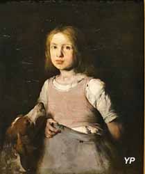 La jeune fille au chien (Théodule Ribot, 1865)