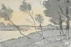 H HARPIGNIES La Loire à Bonny 1892