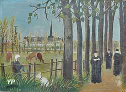 Abbaye de Pontlevoy Huile sur bois  (Ferdinand Desnos)